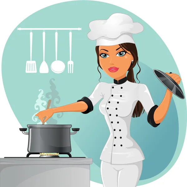 Mujer chef — Vector de stock