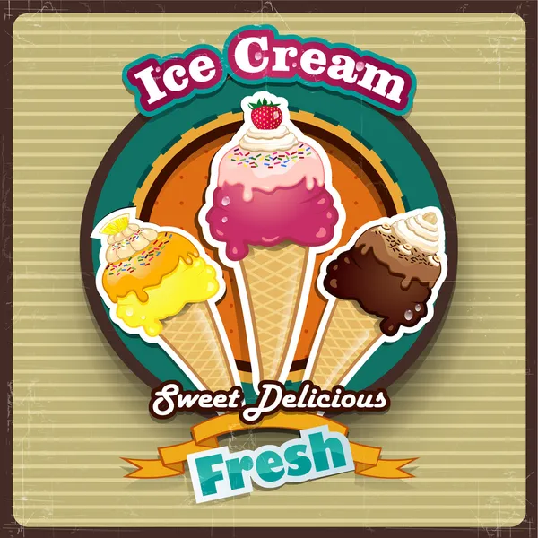 Crème glacée aux fruits sur un cercle — Image vectorielle