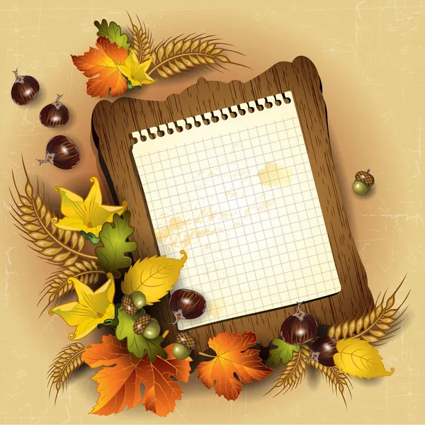 Autumn leaves and sheet — Stock Illustration Autumn leaves and sheet Stock Vector