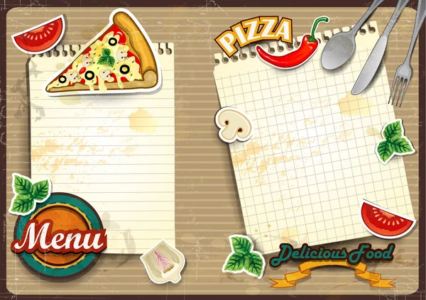 Menu pizza s skládání papíru — Stockový vektor