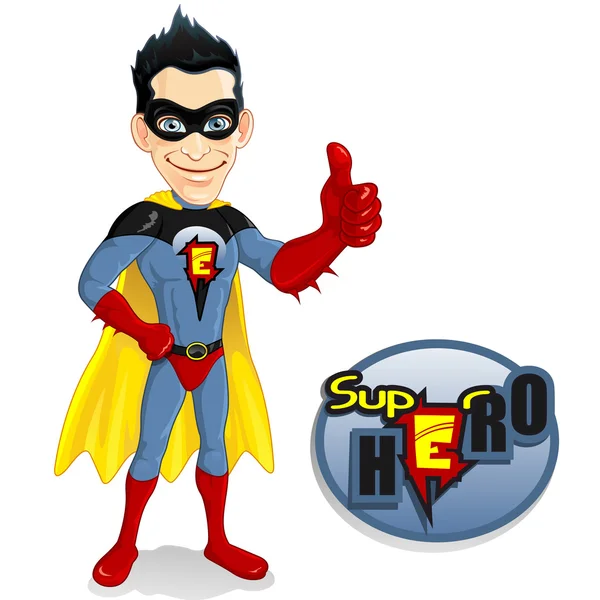 Superhéroe hombre con el manto — Vector de stock