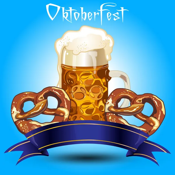 Beer and pretzel banner — Stockvector