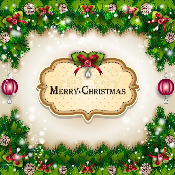 Agujas y decoraciones de pino de Navidad — Archivo Imágenes Vectoriales