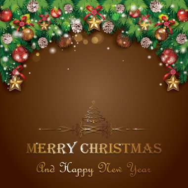 kahverengi zemin üzerinde Noel süsleri