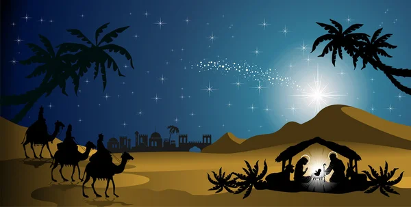 Nativity silhouettes — Stock Vector