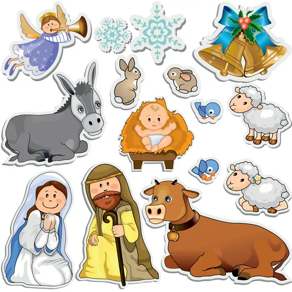 Nativity scene stickers Stockvector