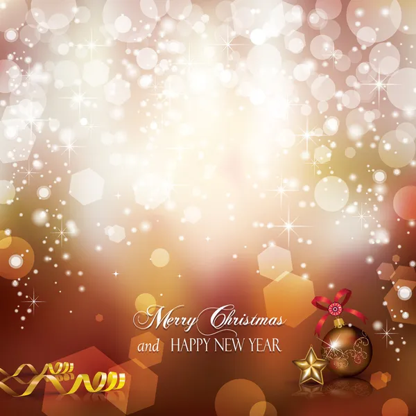 Christmas background with lights and ball — Stock Vector