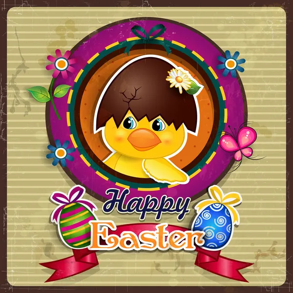 Vintage Easter chick — Stock Vector