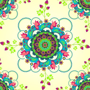 Mandala çiçek ve kelebek