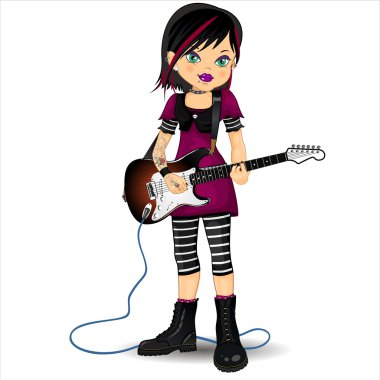 elektro gitar ile punk kız
