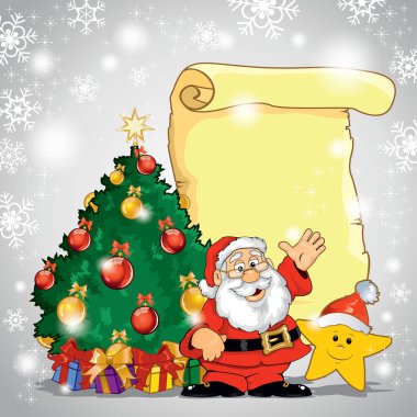star ve ağaç Noel Baba