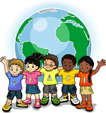 Children united world of peace clipart