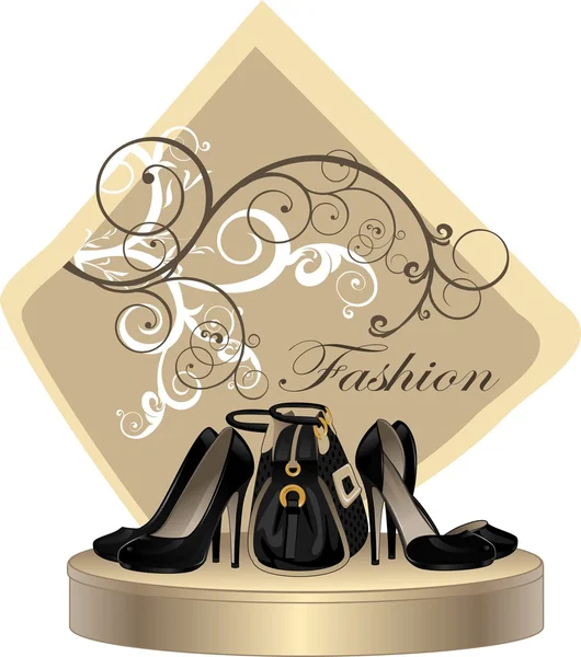 Shoes and fashion handbag — Stock Vector