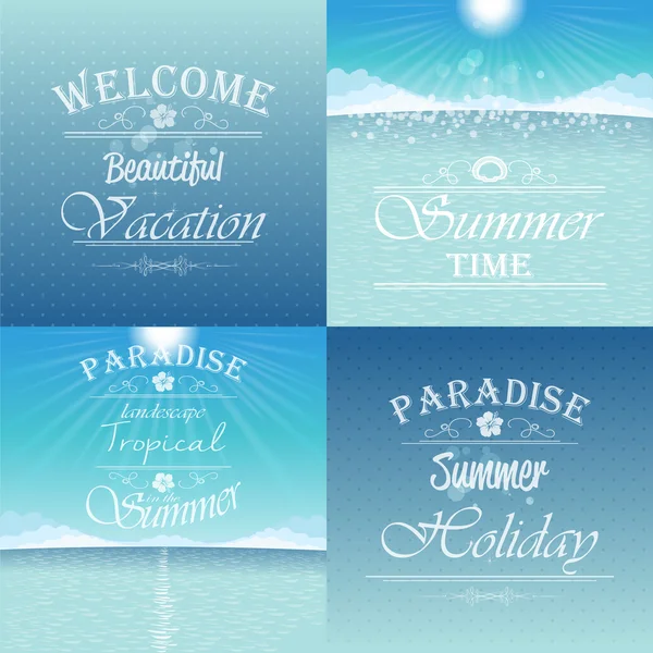 夏天的四张牌 — 图库矢量图片
