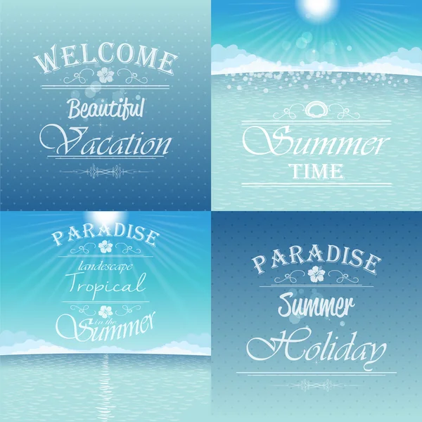 Cuatro tarjetas de verano — Vector de stock