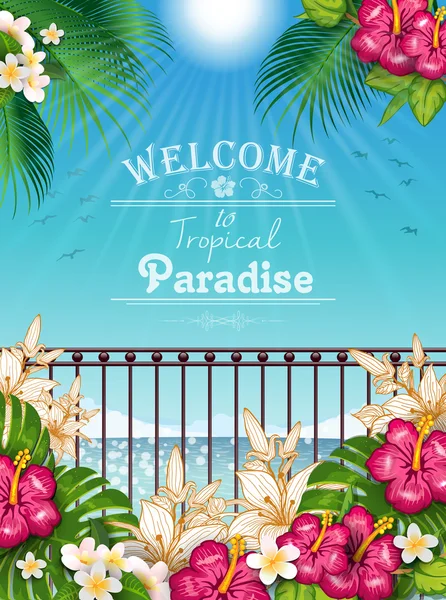 Paysage Paradis tropical vert — Image vectorielle