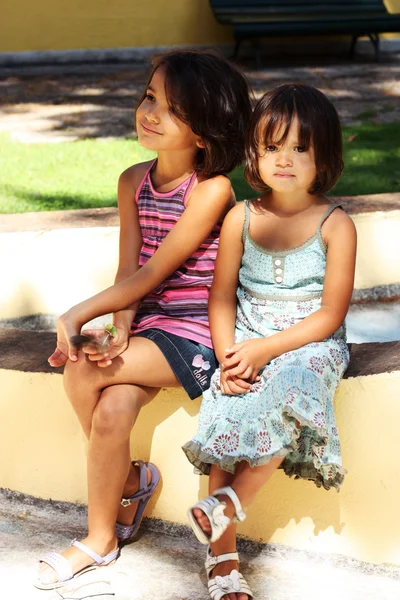 Two little girls smiling — Stock Photo, Image