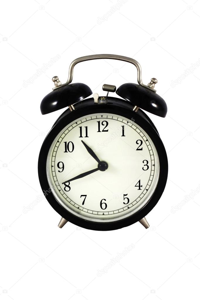 Black old alarm clock - isolated