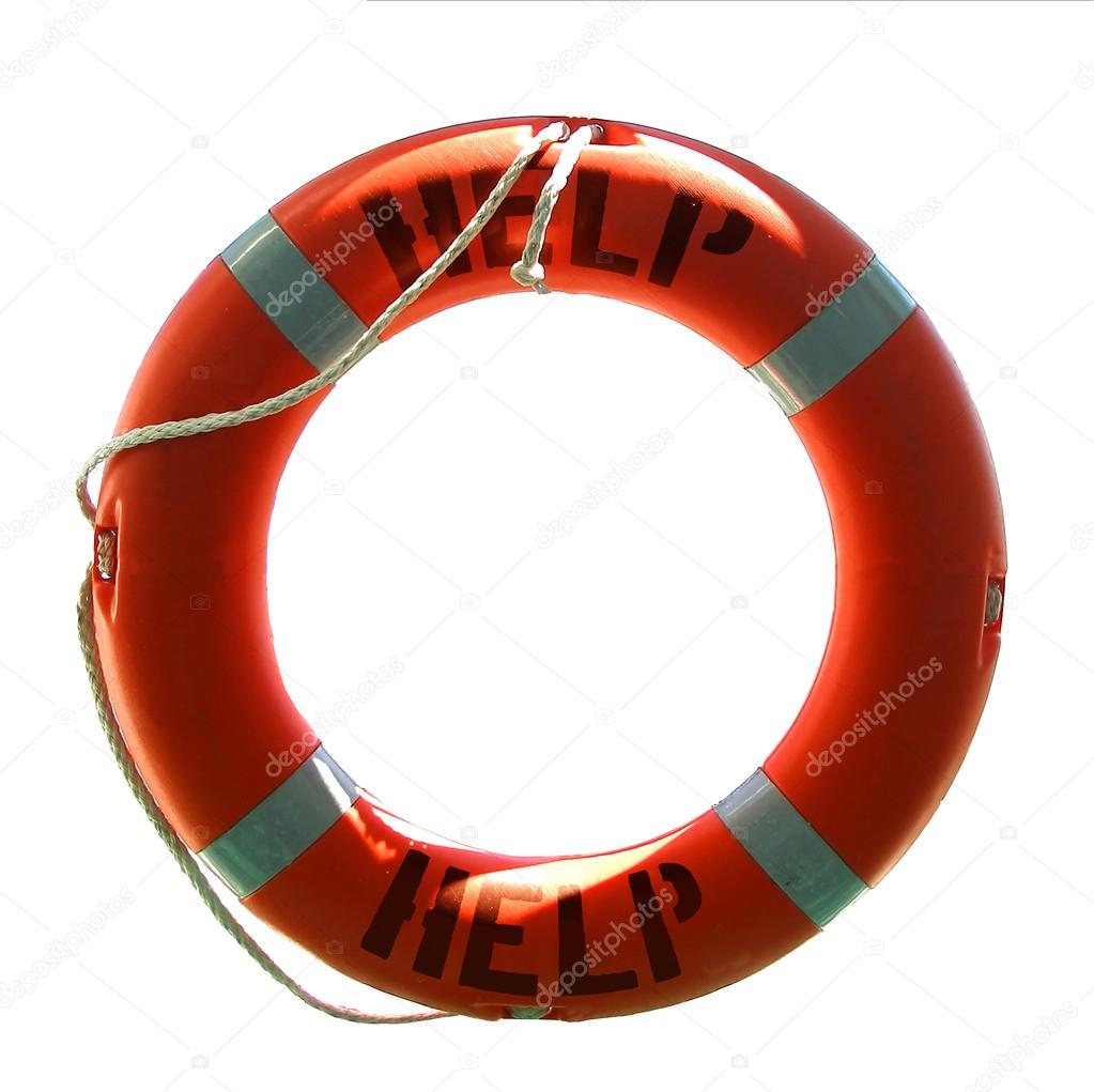 Life preserver with help word - isolated on white