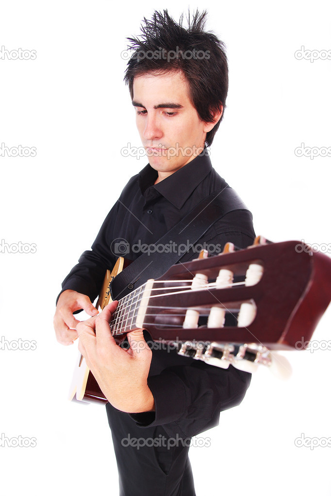 A male guitarrist in action