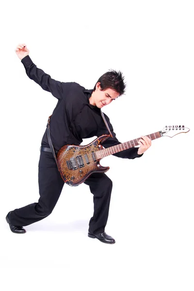 A male guitarrist in action — Stock Photo, Image