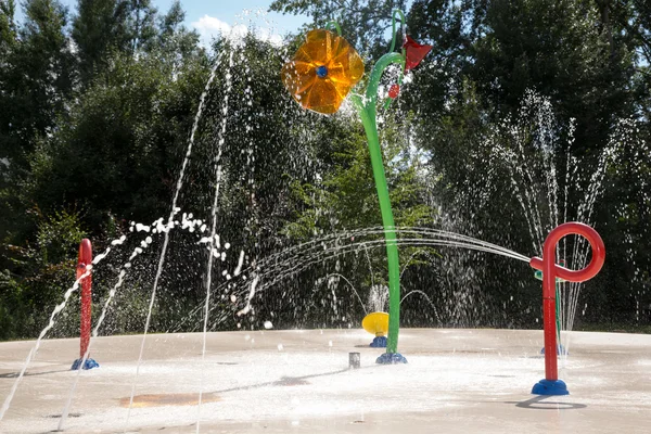 Water garden with trick fountains — Stock Photo, Image