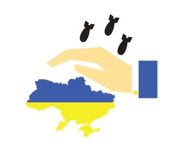 Ukrayna üzerindeki gökyüzünü kapatın. Ukrayna 'ya yardım. Ukrayna 'yı kurtar. Vektör illüstrasyonu.