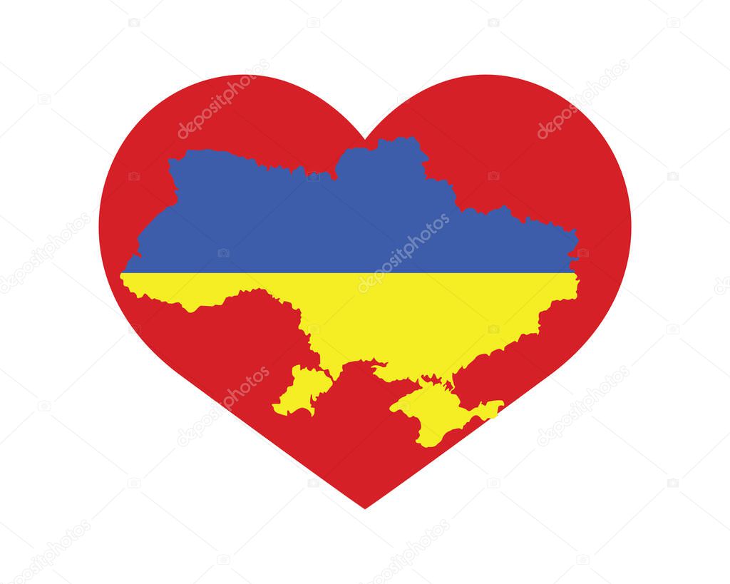 Ukraine.Map of Ukraine on the background of a red heart. Vector illustration