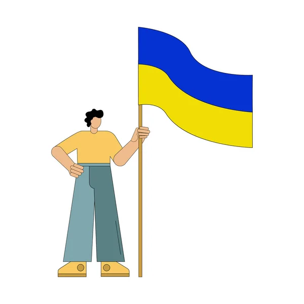 Україна Чоловік Тримає Руках Прапор України Приклад Вектора — стоковий вектор