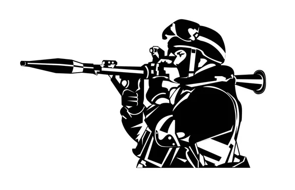 Silhueta Soldado Ucraniano Homem Exército Preto Branco Ilustração Vetorial Isolada Gráficos De Vetores