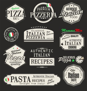 Pizza retro etiketleri