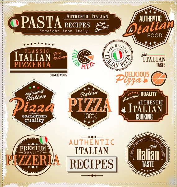 Pizza retro etiketleri — Stok Vektör