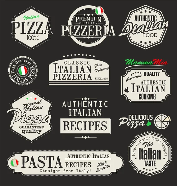 Pizza-Retro-Etiketten — Stockvektor
