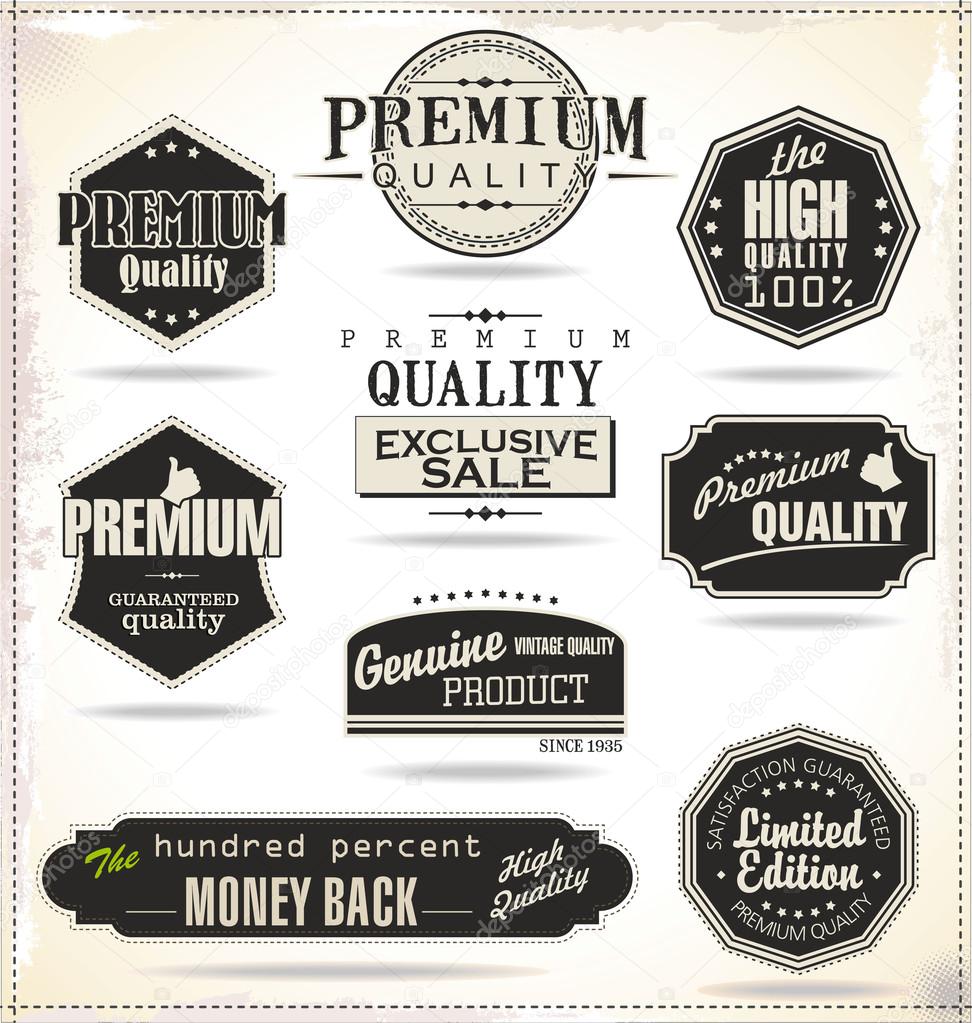 Set of vector badges, labels and ribbons