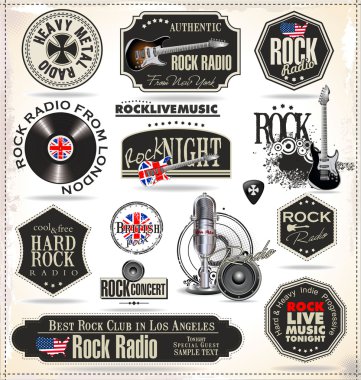rock müzik rozetleri ve Etiketler