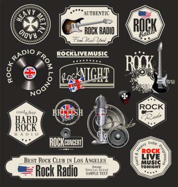 rock müzik rozetleri ve Etiketler