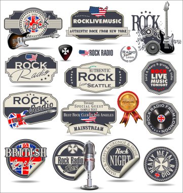 rock müzik rozetleri ve Etiketler
