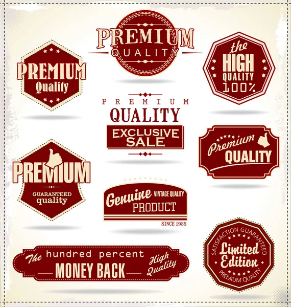 Set of vintage premium quality stickers and elements — Stock Vector