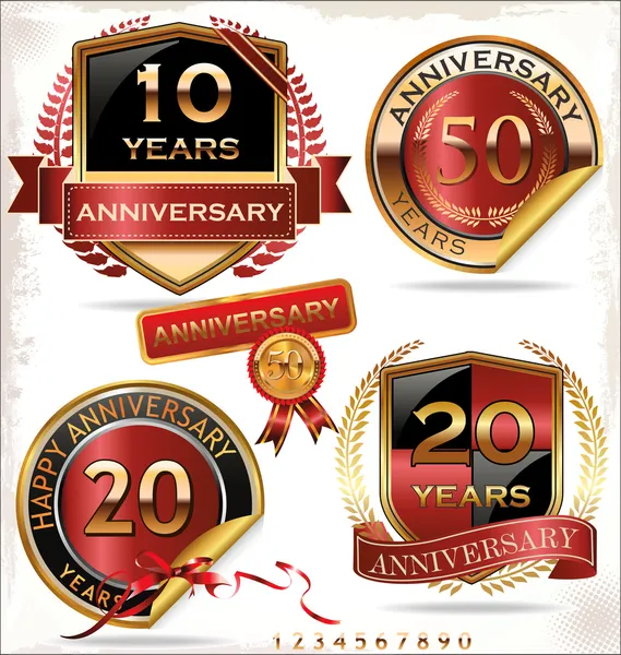 Anniversary sign collection, retro design — Stock Vector