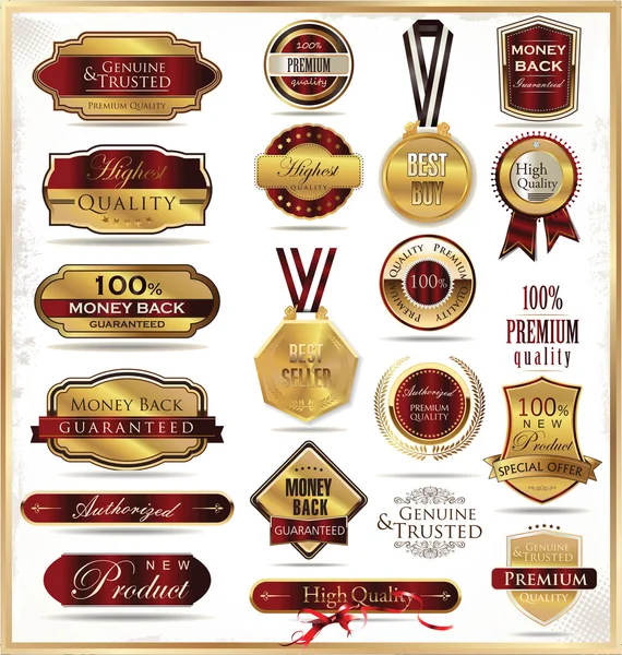 Set of vintage premium quality stickers and elements — Stock Vector