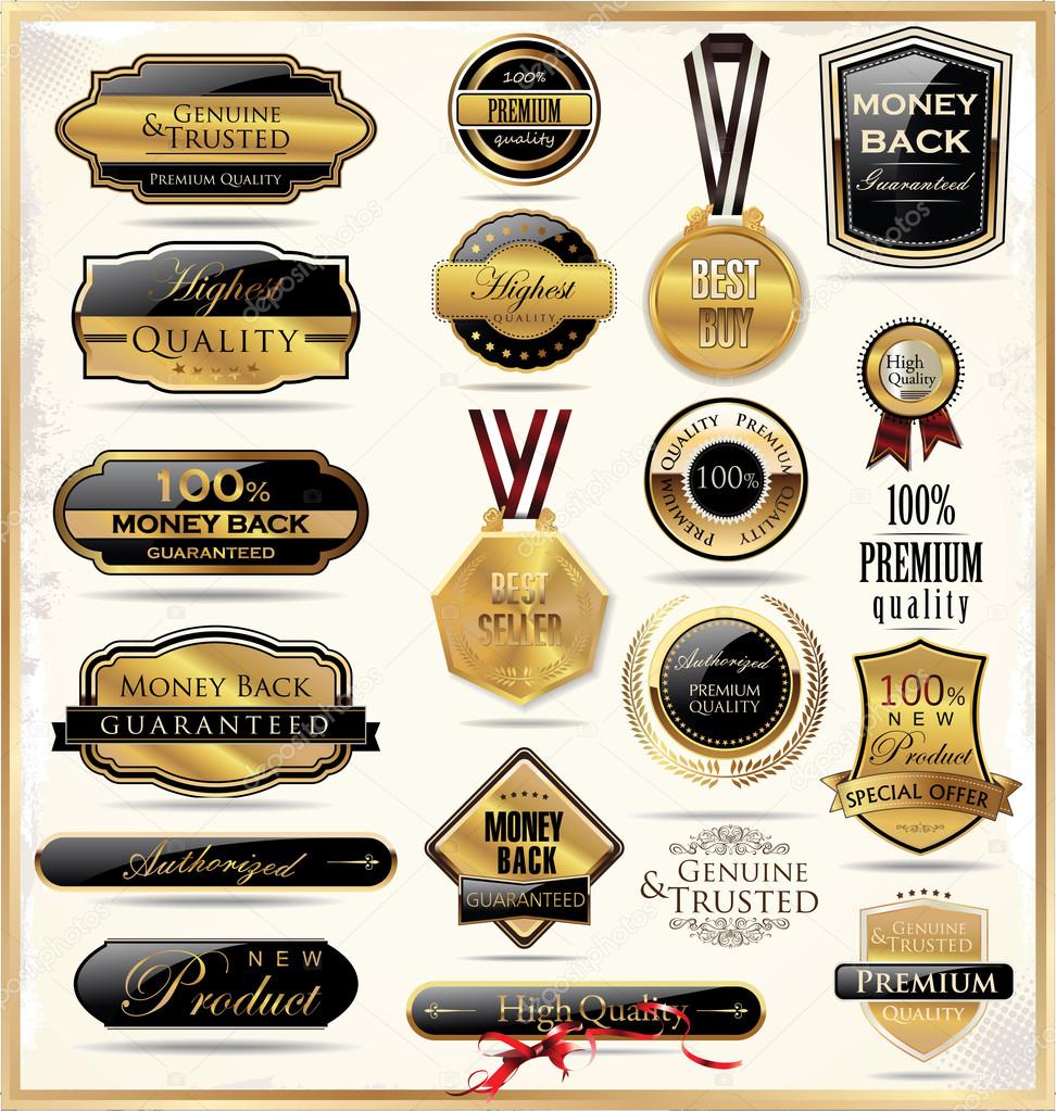 Set of vintage premium quality stickers and elements