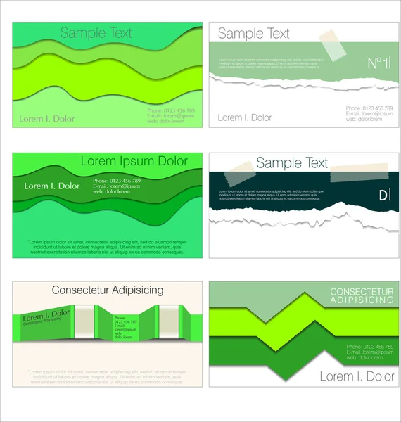 Névjegykártyák zöld kiadás — Stock Vector