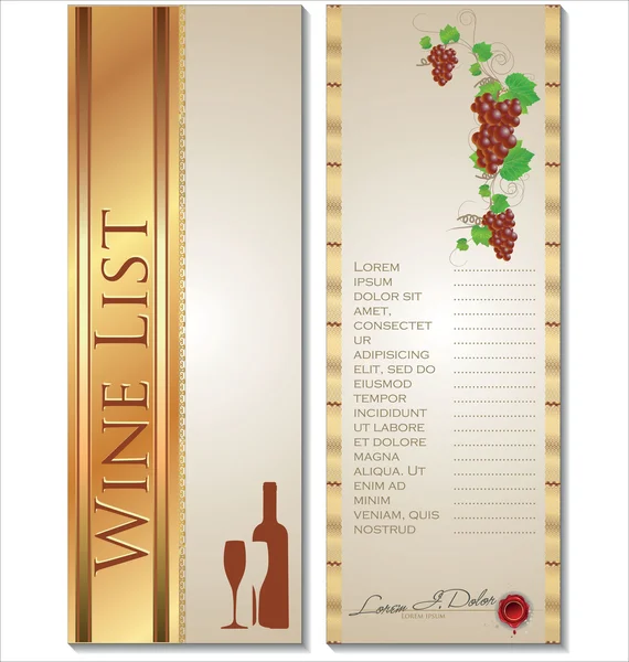 Wine list template — Stock Vector