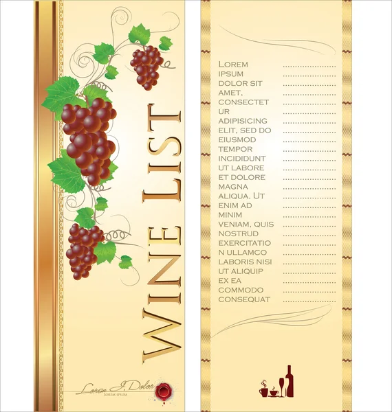 Menu wine list template — Stock Vector