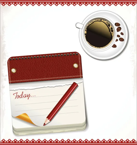 Ημερολόγιο και το φλιτζάνι του καφέ — Διανυσματικό Αρχείο