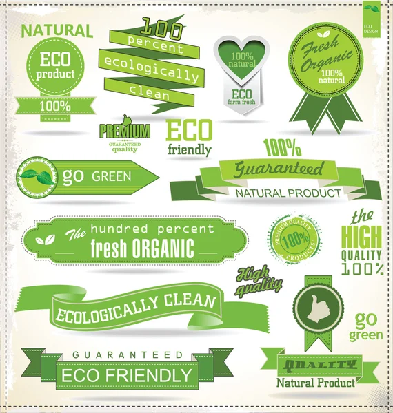 Eco And Bio Labels — Stock Vector