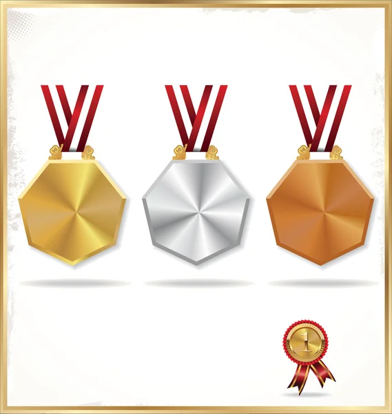 Μετάλλια - χρυσά, ασημένια και χάλκινα — Διανυσματικό Αρχείο
