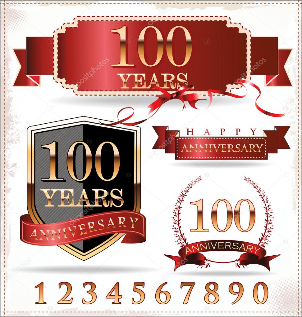 Anniversary sign collection, retro design