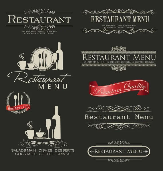 Set d'étiquettes pour restaurant et café — Image vectorielle