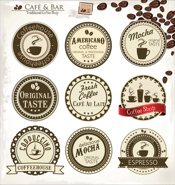 Colección vintage de café estilo retro — Vector de stock